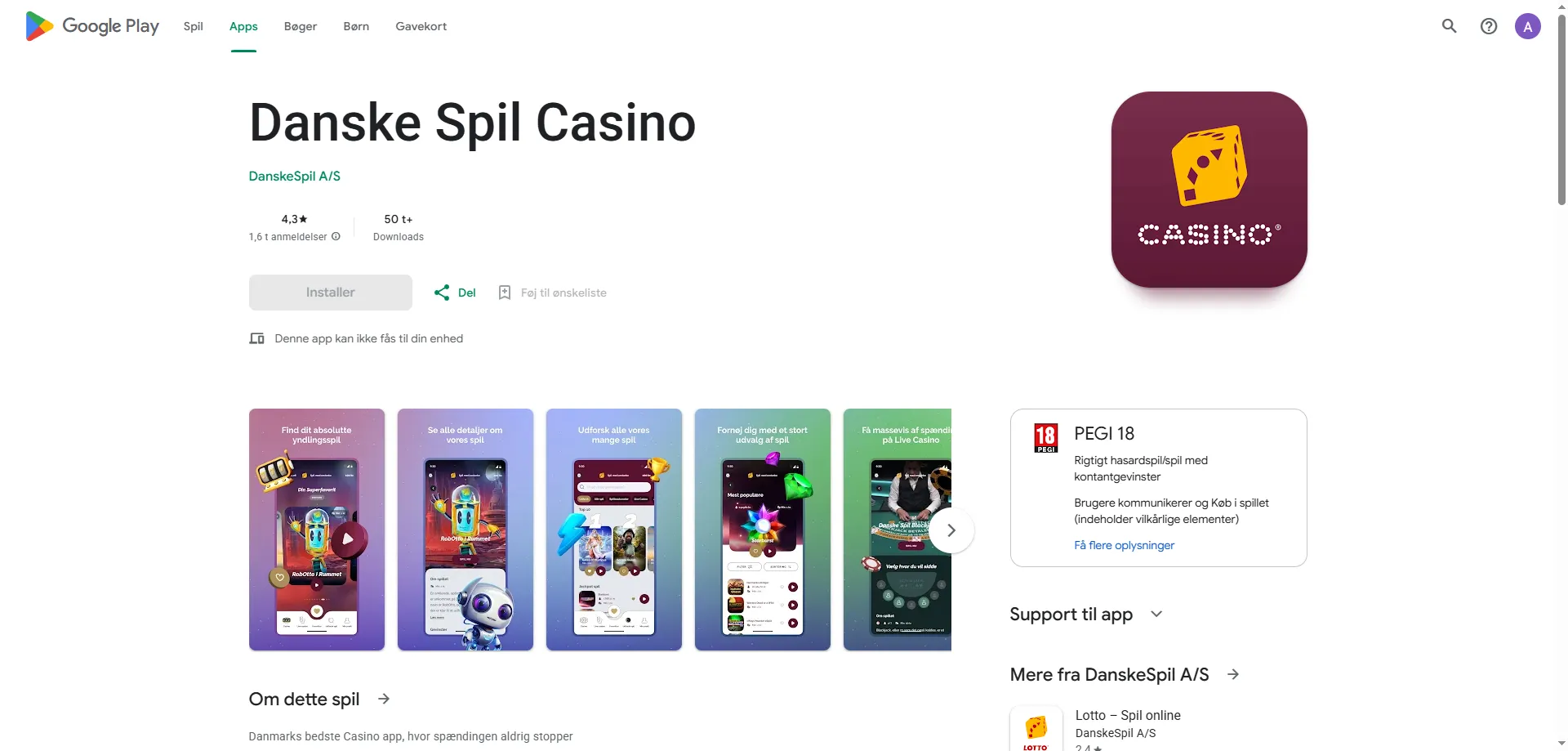 DanskeSpil Casino velkomstbonus 100% op til 500 kr. med bonuskode CASINOSJOV